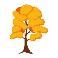 Artistic cartoon rendition of autumn trees, showing vibrant yellow and red leaves and leafy bushes. vector