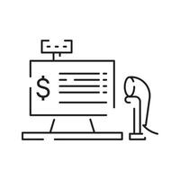 Grocery store cashier checkout with a linear icon vector