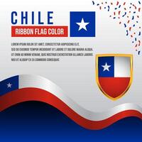 Chile ribbon flag with Shield flag and decoration vector