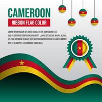 Cameroon ribbon flag with Flag badge and decoration vector