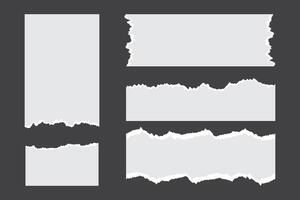 Set of torn ripped paper sheets vector
