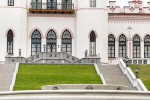 Puslovsky Palace. Autumn Kossovsky Castle in Belarus photo