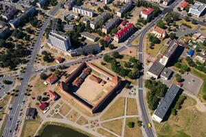 Bird's-eye view of the medieval Lida castle in Lida. Belarus. Castles of Europe photo