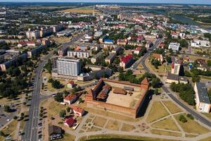 Bird's-eye view of the medieval Lida castle in Lida. Belarus. Castles of Europe photo