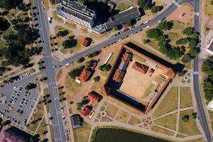 Bird's-eye view of the medieval Lida castle in Lida. Belarus. Castles of Europe photo