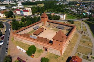 Bird's-eye view of the medieval Lida castle in Lida. Belarus. Castles of Europe photo