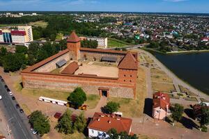 Bird's-eye view of the medieval Lida castle in Lida. Belarus. Castles of Europe photo