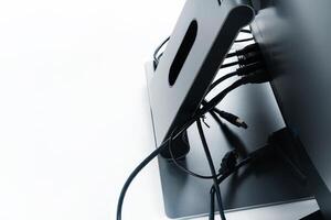 connect the back of the candy bar on a white background.A computer with multiple connections photo