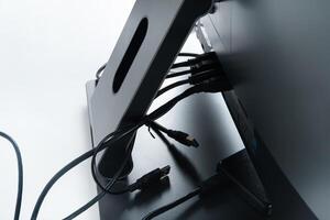 connect the back of the candy bar on a white background.A computer with multiple connections photo