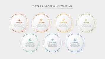 Modern Circular Round Business Infographic Design Template with 7 Data Points vector