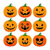 old and Scary Halloween Pumpkin Face Design vector
