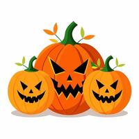 Illustration of Creepy Halloween Pumpkin Faces vector