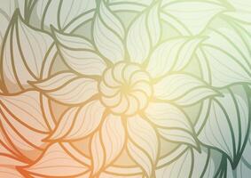Mandala green flower red line soft gradient background vector