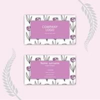 Print Elegant business card template with flowers in watercolor. vector