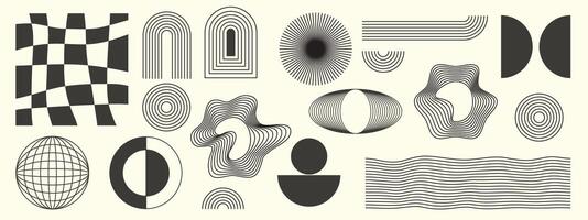 Hand drawn abstract minimal element mid century set. illustration vector