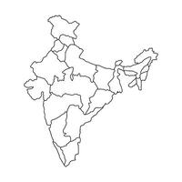 Outline Simple Map of India.Map of india regional division. vector