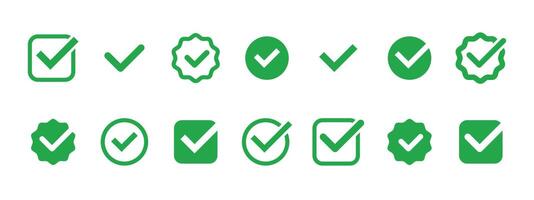 Checkmark icon. Green checkmark icon set. illustration vector