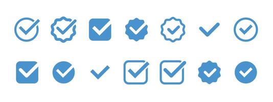 Checkmark icon. Verified checkmark icon set. illustration vector