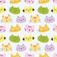 Cat face character cartoon seamless pattern background for wallpaper and wrapping vector