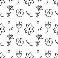 Flower doodle hand drawn seamless pattern background for wrapping and backdrop vector