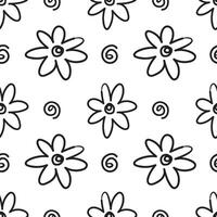 Flower doodle hand drawn seamless pattern background for wrapping and backdrop vector