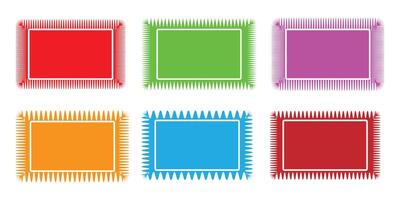 Zig-zag edge sunburst. Set of colourful frames on white background. Set of squares, icons stickers squares with outline. Zigzag edge on promotion banner. vector