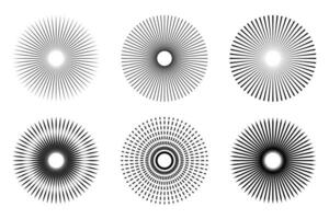 Set of sun rays. Sunburst radial stripes icon set on white background. Circle sunburst symbol. Sunburst rays set. vector