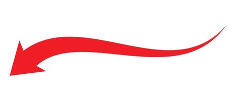 Long arrow icon. Red Long arrow to the left . , isolated. Red arrow isolated on white background. illustration. vector