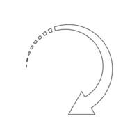 Black dotted stroke line arrow. Black circle, dashed line, one arrow isolated on white background. illustration. vector