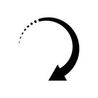 Black dotted line arrow. Black circle, dashed line, one arrow. Flat design element isolated on white background. Black linear paper plane icon. vector