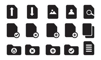 Office file document icon set. download, office simple black style symbol sign for apps and website, vector