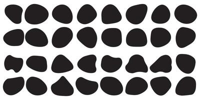 Random blob shapes. Set of different blotch shapes. Random abstract liquid Organic blobs set. Rounded abstract organic shapes collection. Shapes of cube, vector