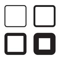 set of 4 rounded corner Black Square Shape icons . 4 squared shapes with round corners and varying degrees of thickness. isolated on a white vector