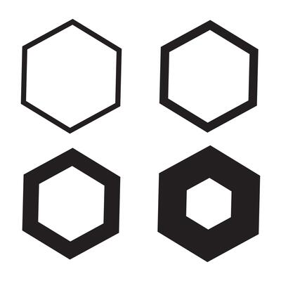 set of rounded Hexagonal outline shape icon. set of geometric shapes form hexagon icons collection, different version, Hexagon silhouette logo sign.