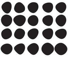 Random Blob circle organic Shallotte shape icon set. Random black cube drops simple shapes. Collection forms for design and paint liquid black blotch shapes. vector