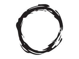 Black brushstroke circle isolated on white background. Concept of hand-drawn circle, abstract shape, minimalist style, ink art. Print, icon, design element vector