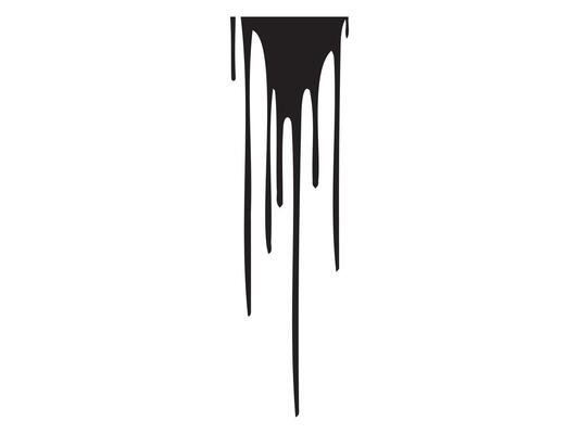 Black dripping paint isolated on white background. Concept of liquid decoration, horror design, grunge style, Halloween element