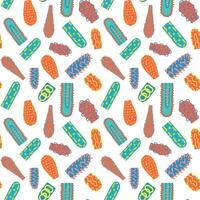 Seamless pattern with colorful abstract Memphis-style elements on white background. Concept of bacteria, viruses, columns, cacti, stalactites. Fun design for textile, wrapping paper, creative project vector