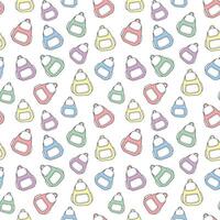Seamless pattern with colorful backpacks isolated on white background. Concept of school accessories, student gear, travel, and tourism. Modern design element for textiles, wrapping paper, stationery vector
