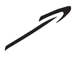 Hand-drawn straight volumetric black arrow isolated on a white background. Concept of direction, navigation, pointers, movement. Design element, symbol, and sign. Doodle style, sketch vector