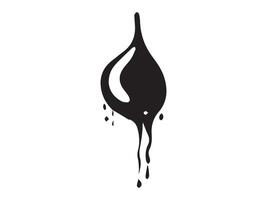 Black silhouette of a droplet isolated on a white background. Concept of liquid, abstract shape, minimalist style, fluid design element vector