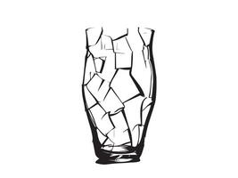 Broken glass vase isolated on a white background. Concept of shattered, abstract design, broken objects, artistic element. Print, icon, design element, texture, black silhouette vector