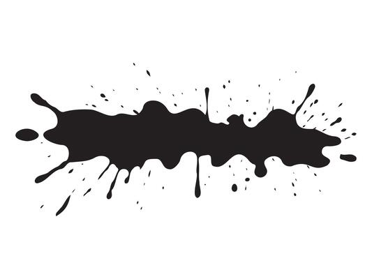 Black ink splatter isolated on a white background. Concept of abstract art, paint splash, creative design, grunge element