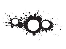 Black ink splatters with circle shapes isolated on a white background. Concept of abstract art, paint splashes, graphic design, contemporary illustration. Print, icon, design element vector