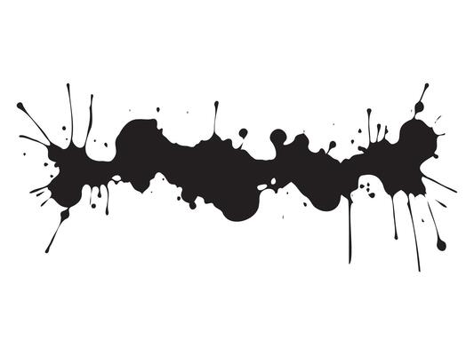 Abstract black ink splatter isolated on white background. Concept of artistic expression, creative design, grunge style, ink blot. Print, icon, design element