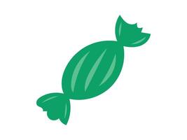 Green wrapped candy icon isolated on a white background. Concept of sweet treat, confectionery, colorful candy, simple design. Ideal for print, web, and graphic elements vector