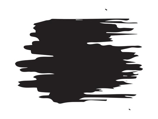 Black paint brush stroke isolated on white background. Concept of abstract art, grunge texture, artistic design, ink splash. Print, icon, design elements