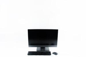 monoblock with keyboard and mouse on a white background.The computer is on white isolate photo