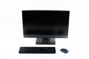 monoblock with keyboard and mouse on a white background.The computer is on white isolate photo