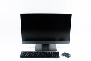 monoblock with keyboard and mouse on a white background.The computer is on white isolate photo